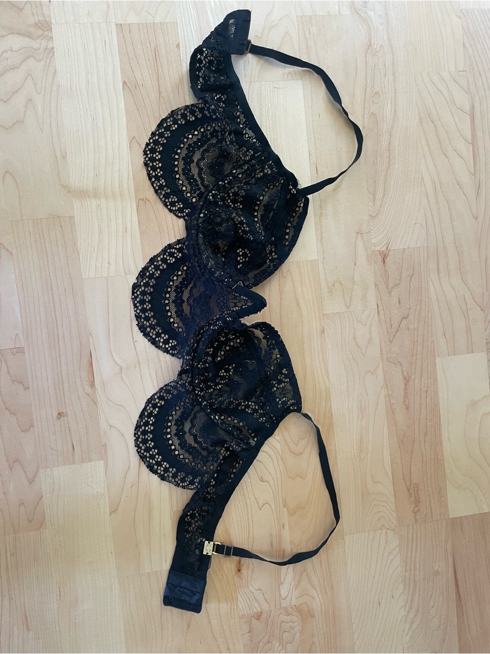 For Love & Lemons Black Scalloped Lace Underwire Bra